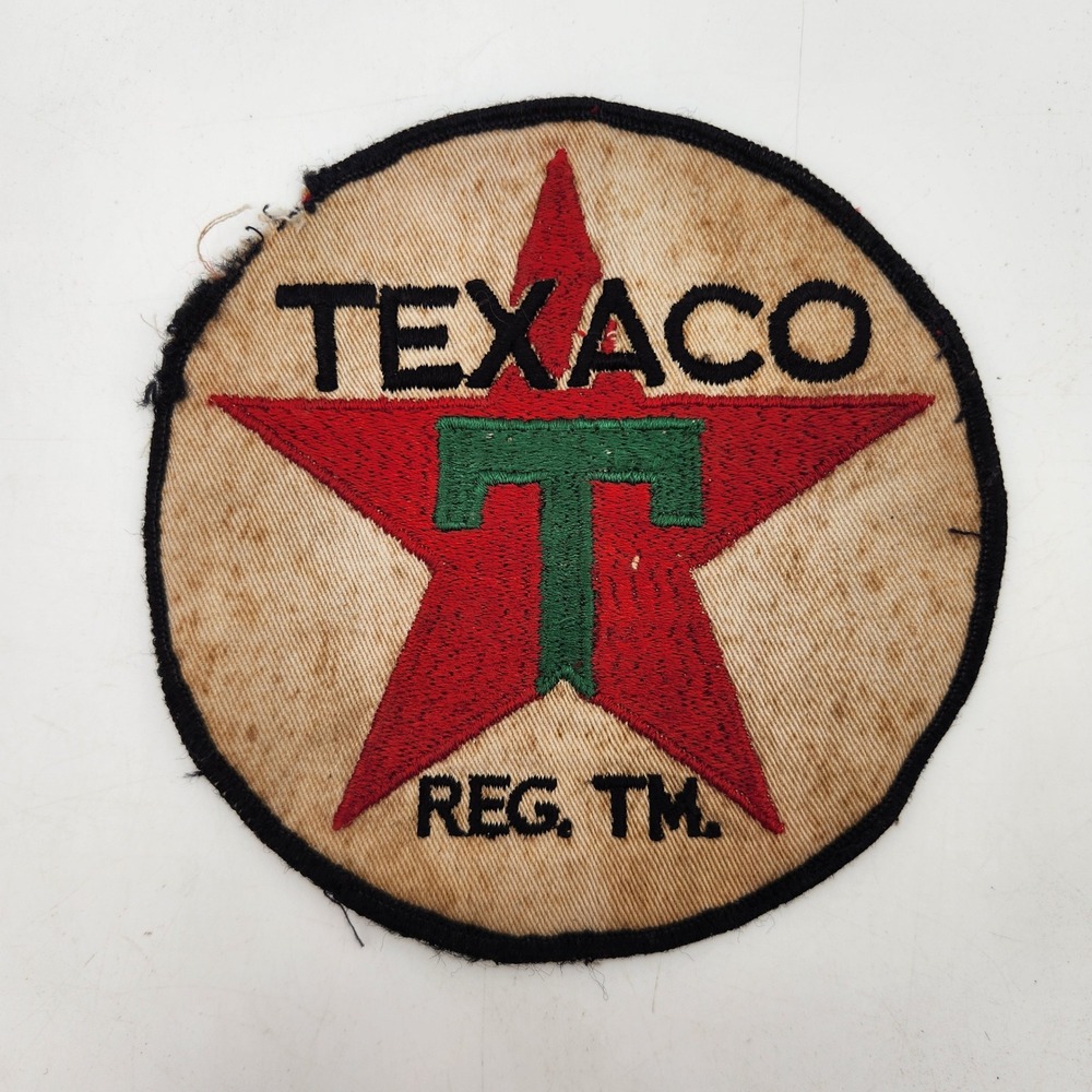 Vintage Texaco Gas Station Uniform Patch Red Star Logo 6 Inch Round Distressed